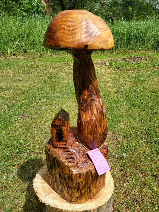 Mushroom and fairy house 22" tall, satin finish (Item #70)